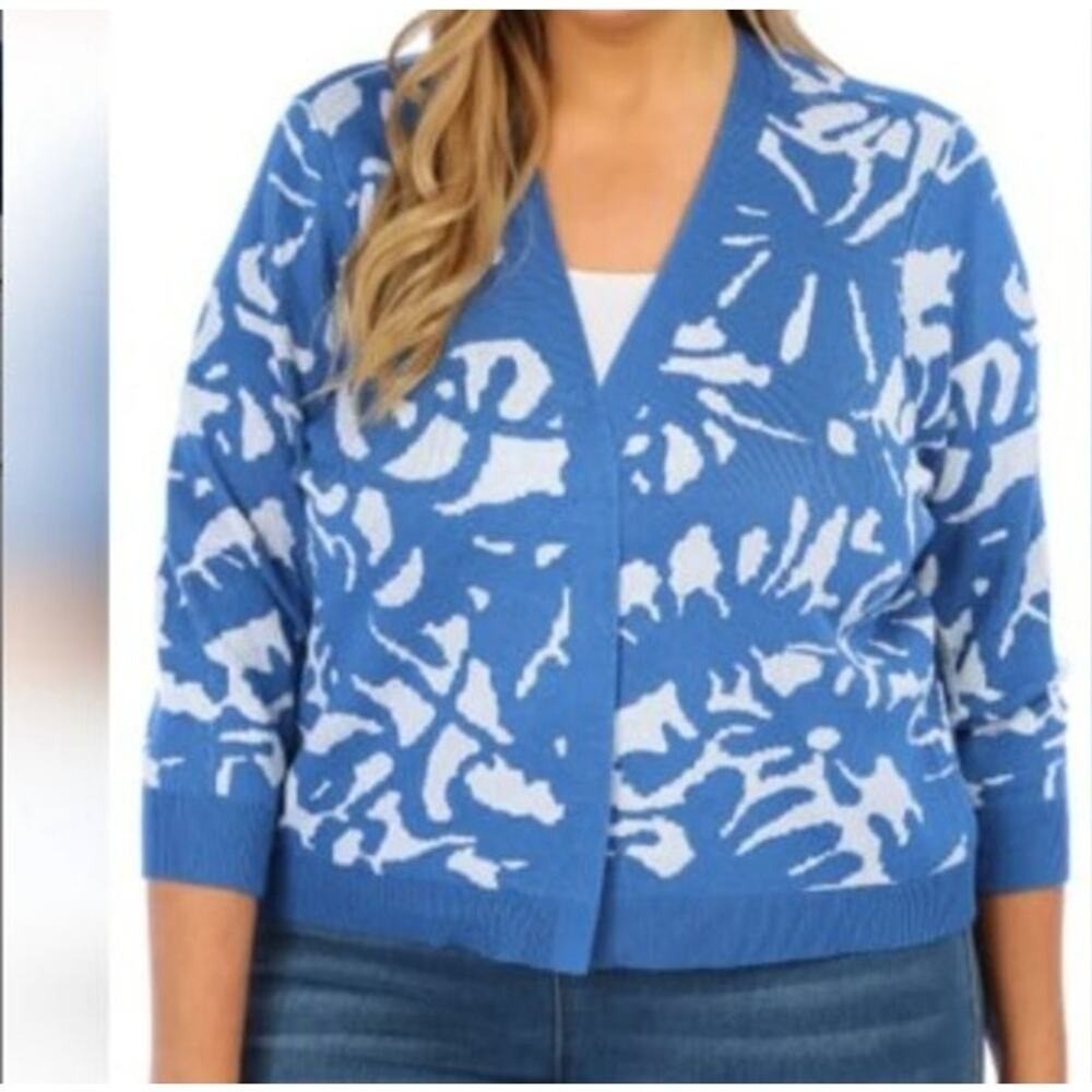 89th + Madison Sweater Size 2X Abstract Open Cardigan New